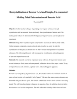Recrystallization Of Benzoic Acid Lab Organic Chemistry 1 Stuvia